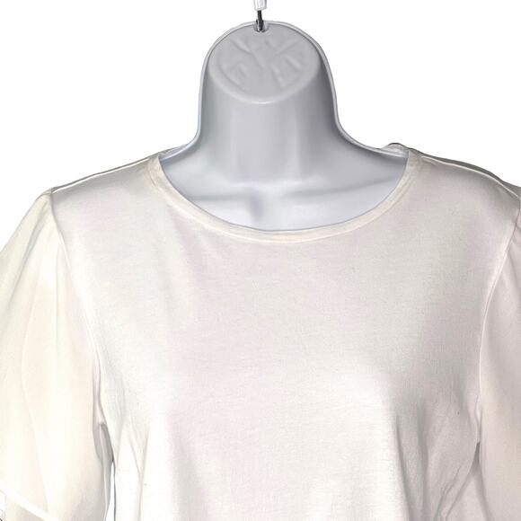 Michael Kors Flutter Sleeve Cotton/Modal Shirt White Medium - Picture 5 of 10